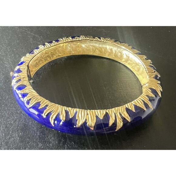 Vintage Cartier 18k Gold Blue Enamel Bangle Bracelet RARE - Picture 13 of 16